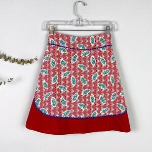 Floral Blue and Red Patterned Vintage Half Apron